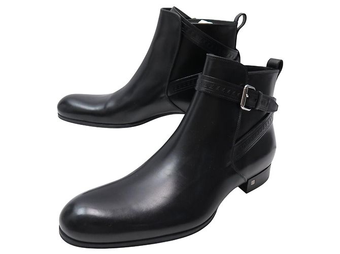 NUOVE STIVALI ANKLE BOROUGH LOUIS VUITTON 9 43 PELLE NERA Nero
