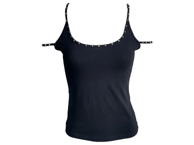 Canotta con spalline borchiate Versace Jeans Couture Nera Nero