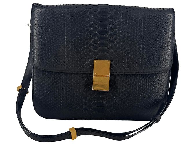Céline Celine Triomphe Schultertasche aus Python Schwarz 
