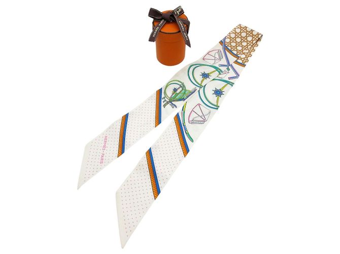 Bufanda plegable Twilly de Hermès Blanco Naranja