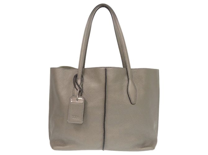 Bolsa tote em couro de bezerro cinza Tod's Marrom