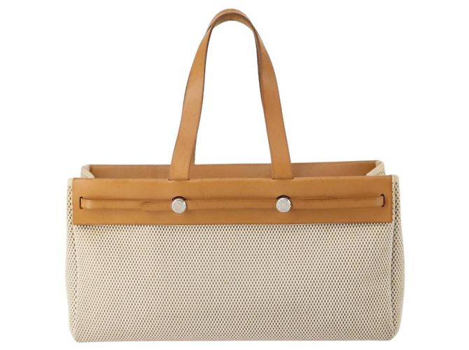 Hermès Herbag Cabas in Tela e Pelle GM Beige