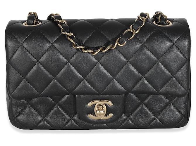 Timeless Chanel Black Quilted Lambskin Mini Rectangular Flap Bag Leather  ref.2546965