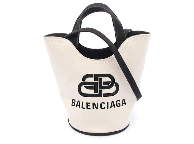 Balenciaga Wave XS Canvas Handbag Black White Cloth  ref.2547304
