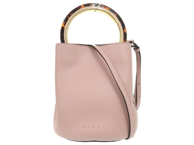 Bolsa de couro Pannier Marni Rosa