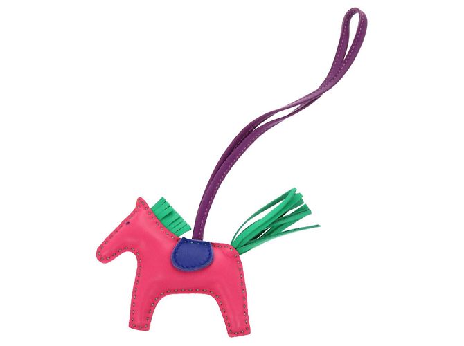 Charm de Bolsa Reversible Hermès Rodeo PM Arcoíris Rosa Azul Multicolor 