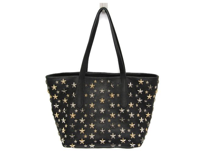 Bolsa tote de couro com studs para mulheres Jimmy Choo Preto