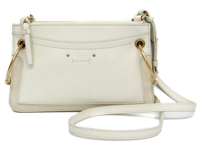 Bolsa de ombro de couro e camurça Chloé Roy para mulheres Branco
