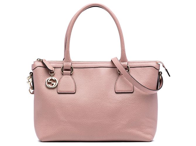 Bolsa Gucci em couro de bezerro rosa com charme GG