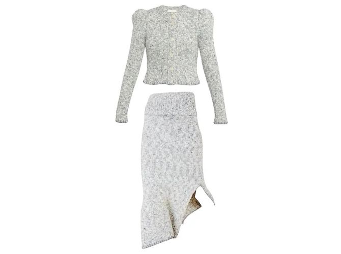 Conjunto de Cardigã e Saia Ulla Johnson Bege de Lã