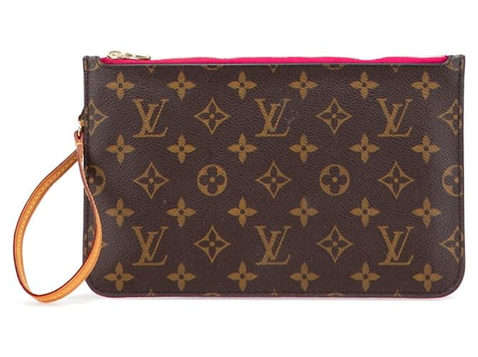 Louis Vuitton Monogram Neverfull MM Pouch Brown Leather Plastic  ref.2548307