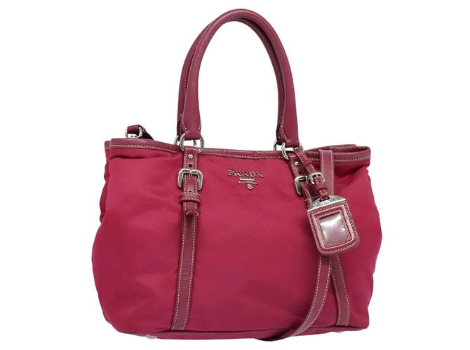 Tote Prada Hobo Tessuto Conversível com Cinto de Couro Médio Rosa