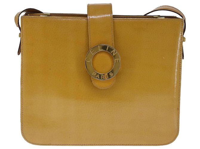 Céline Celine Vintage Circle Logo Leather Small Cammello