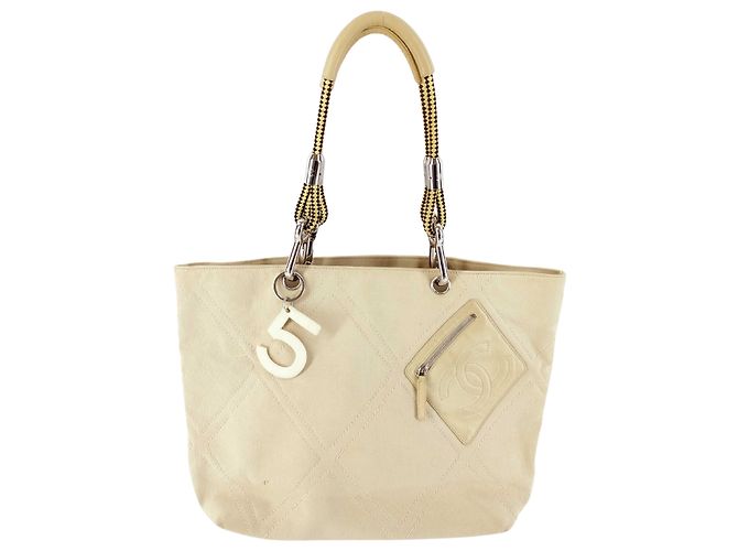 Saco Tote Chanel Shopper Canvas medium Marrom