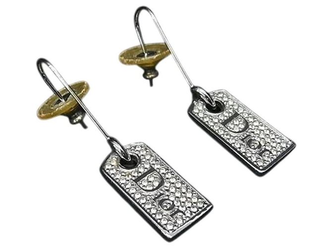 Orecchini pendenti in argento con cristalli e strass Christian Dior