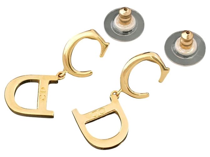 Orecchini a cerchio dorati con logo CD Monogram di Christian Dior D'oro
