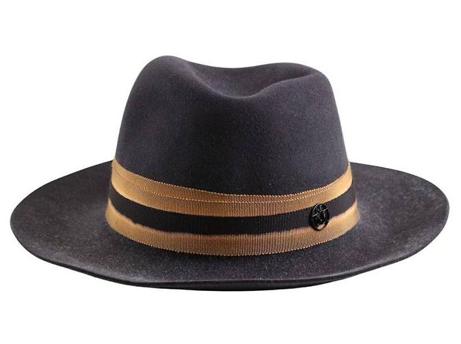 Maison Michel Charcoal wool Panama Dark grey