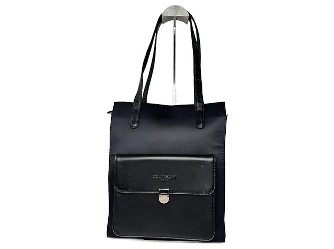 Sac à main vintage Courreges en cuir et polyester noir