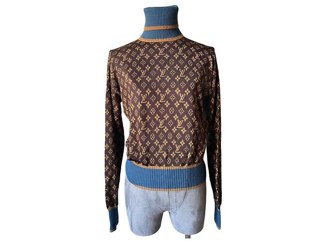 Louis Vuitton Rollkragenpullover Monogramm LV Braun Seide 