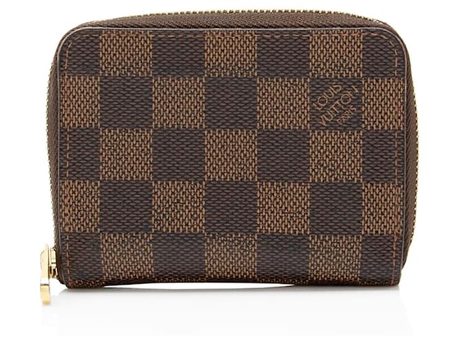 Louis Vuitton Damier Ebene Zippy Coin Wallet Brown Cloth  ref.2549599