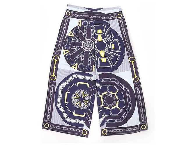 Calças de seda efeito caleidoscópio Hermès Azul Azul marinho