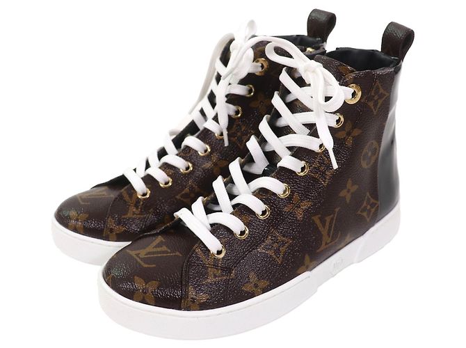 Baskets Montantes en Cuir Louis Vuitton Marron Noir