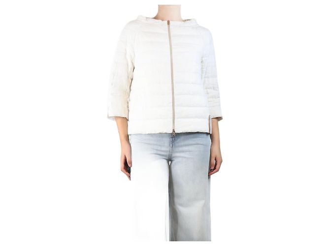 Herno Ecru Piumino linen jacket - size UK 10 Cream