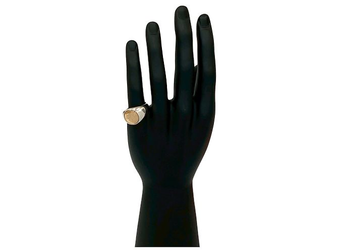 Hermès HERMES Ex Libris Chevalier Ring Silvery Golden