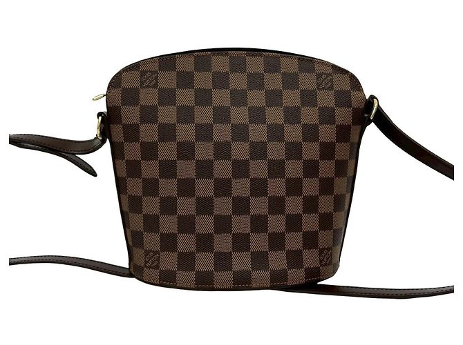 Sac à épaule en cuir Damier Drouot de Louis Vuitton Marron