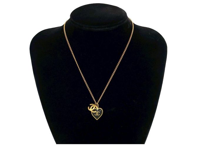 Collier avec motif cœur Coco Mark de Chanel Noir Doré
