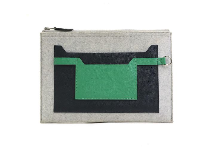 Hermès Hermès Toudeau Clutch Bag Braun Schwarz Grün