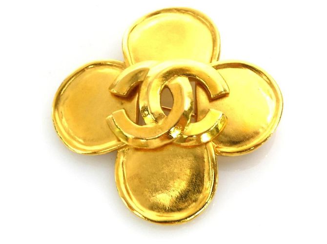 CHANEL Coco Mark Metallgold Brosche Golden