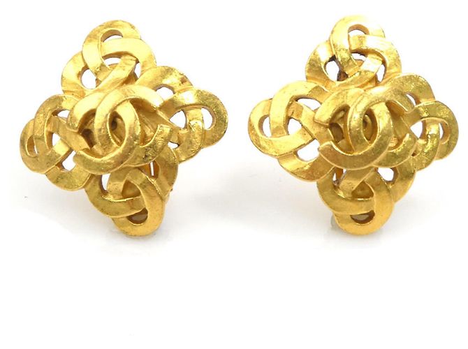 Boucles d'oreilles clips en or Chanel Coco Mark Doré