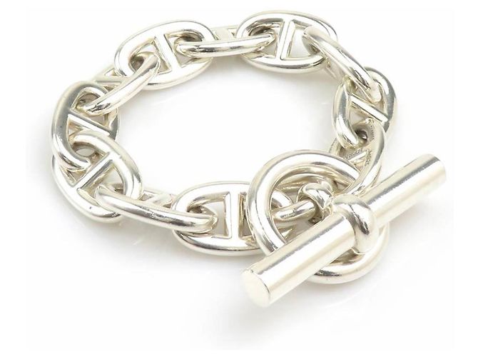 Hermès Bracciale Charm Chaine d'Ancre TGM Hermes Argento