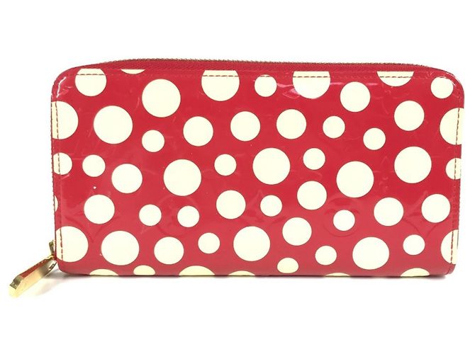 Cartera Zippy Vernis Dot Infinity Louis Vuitton Blanco Roja