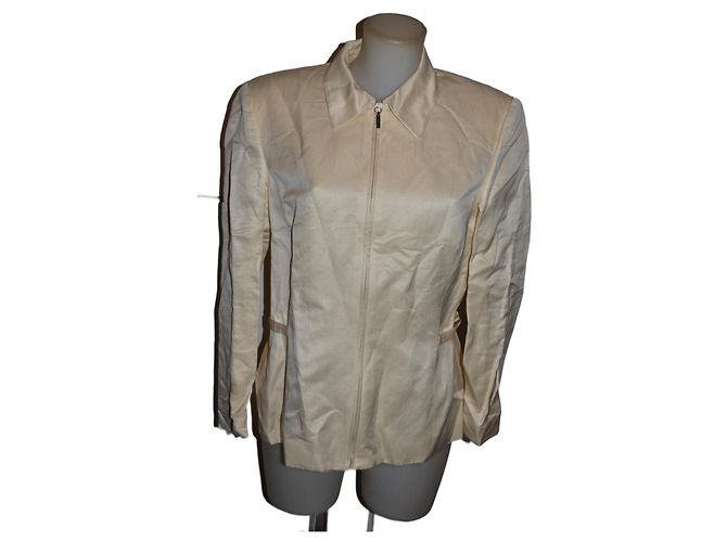 Versace Jacket Eggshell Silk and Linen Size 44