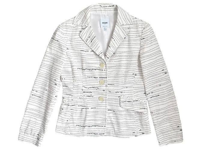 Blazer Moschino Jeans Branco e Preto de Algodão