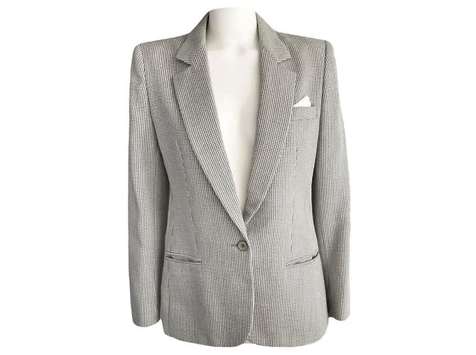 Blazer Valentino Garavani en laine pied de poule bleu clair Gris