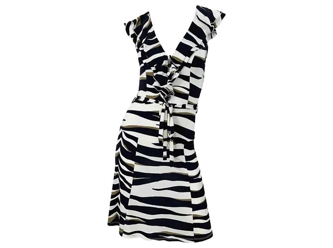 Valentino Garavani Kleid mit Zebra-Print Schwarz Weiß