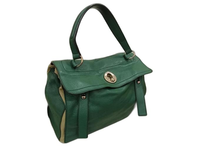 Muse II Yves Saint Laurent Muse Two Schultertasche Beige Dunkelgrün 