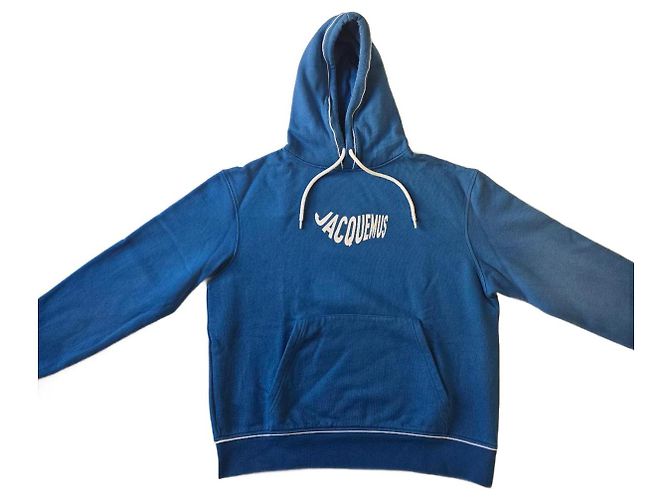 Jacquemus Hoodie mit Wellenprint und Logo Hellblau