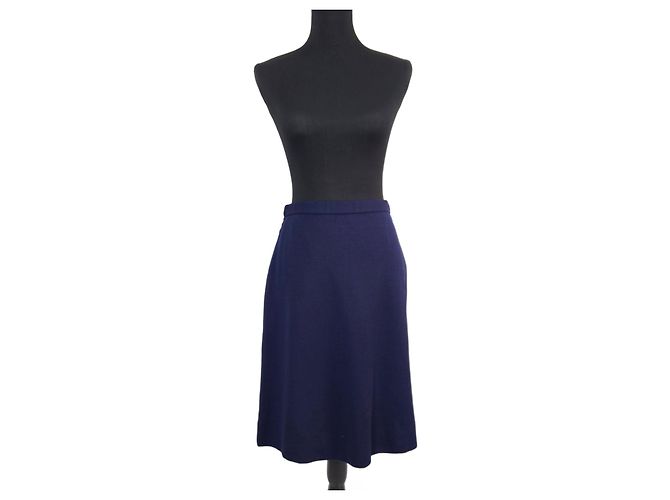Yves Saint Laurent Falda azul de lana YSL Rive Gauche