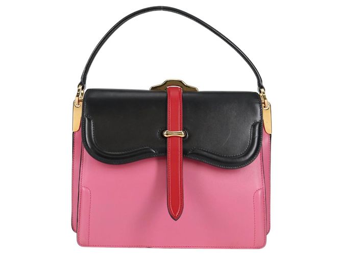 Bolsa Prada Belle Top Handle em couro de bezerro médio Rosa