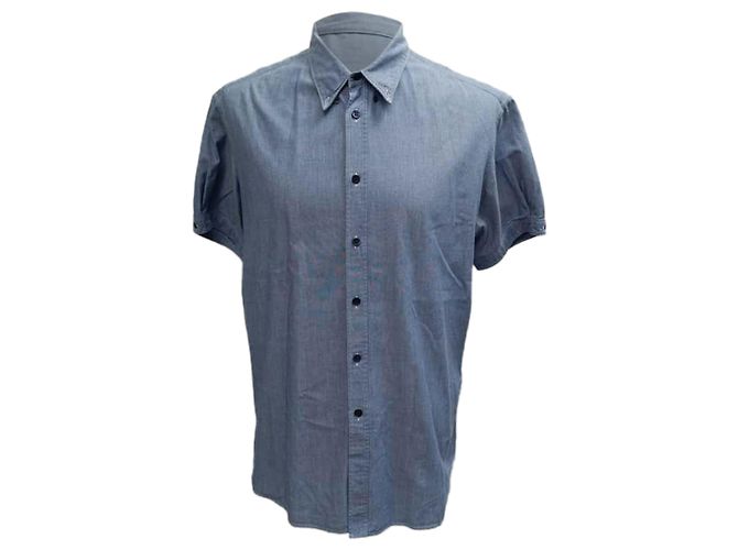 Alexander McQueen Kurzarm-Hemd mit Knöpfen aus hellblauer Baumwolle