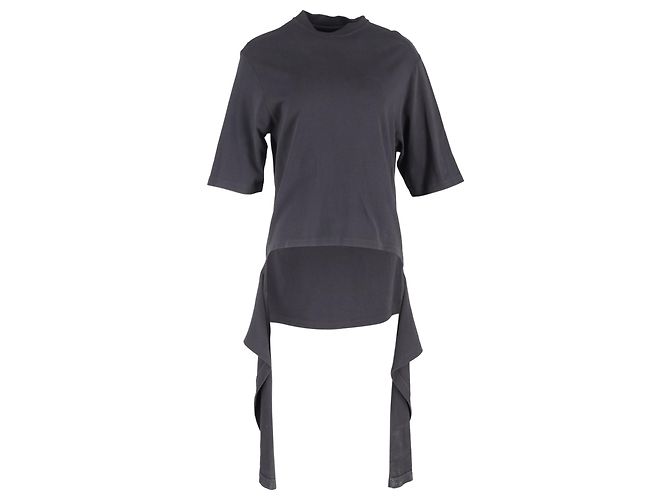 Camiseta de algodón negro con drapeados en paneles de Balenciaga