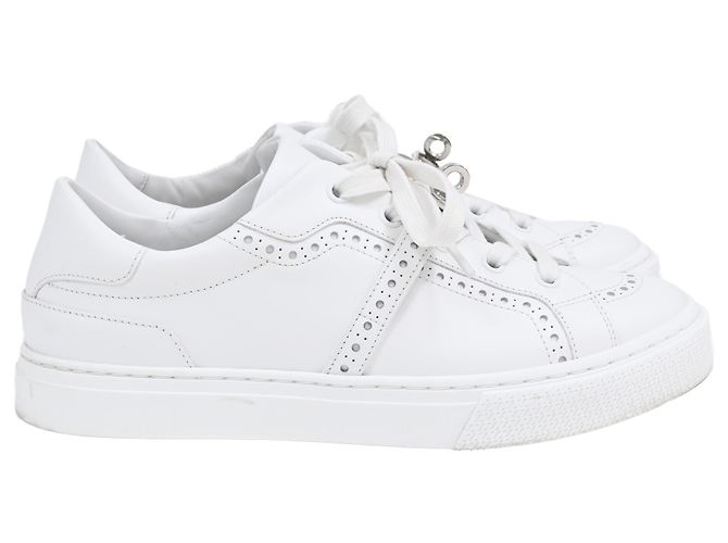 Kelly Tênis baixos Hermès Day em couro branco
