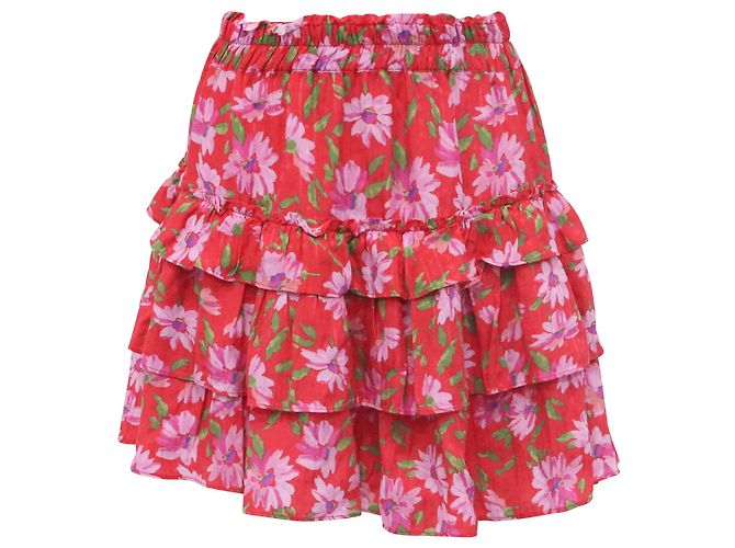 Jupe Mini Corbett LoveShackFancy en Viscose Rouge