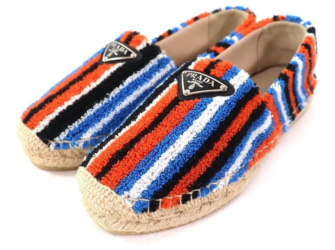 Prada Slip-On Espadrilles aus Frottierstoff Orange