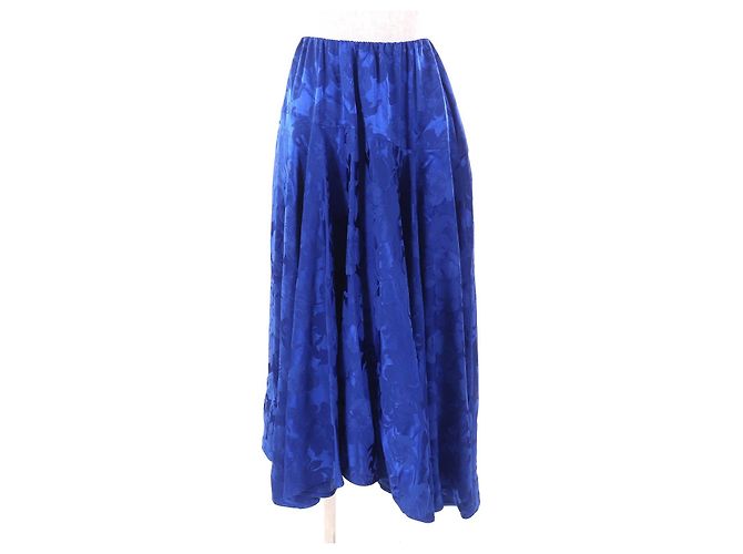 Saia de rayon com estampa floral Balenciaga Azul