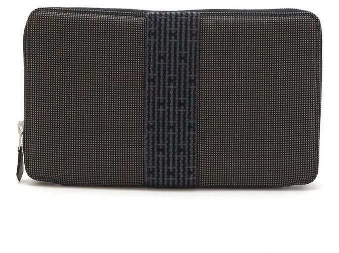Evelyne Hermès Hermes Herline Canvas Long Wallet Grey
